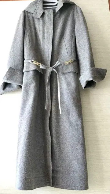 울 캐시미어 그레이 롱 코트