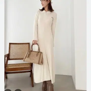 SNIDEL LACOSTE 스키퍼 리브 니트 원피스