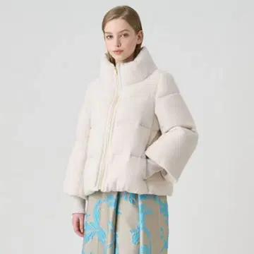 아나이 알파카 샤기 다운 코트 34 아이보리 화이트