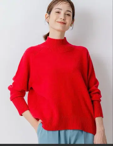 쿠미쿄쿠 울 캐시미어 믹스 하이넥 니트