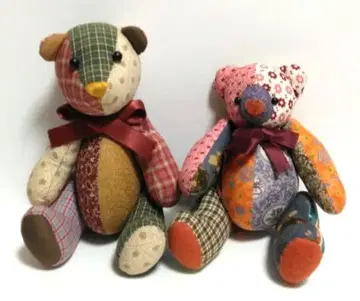 곰 페어 봉제 인형 쇼와 레트로 핸드메이드 곰 테디베어 동물