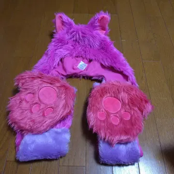 체셔 고양이 후드 부착 머플러 도쿄 디즈니 리조트 머플러 팬캡