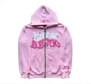 짧은 기장 그래픽 디자인 y2k 집업 후디 핑크