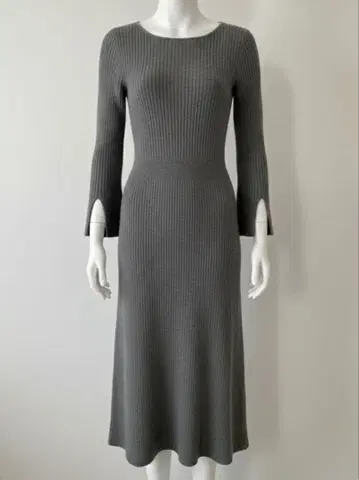 UNIQLO : C 캐시미어 블렌드 플레어 원피스 그레이 L 사이즈