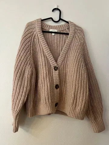 H&M 베이지 가디건 US XL 핑크