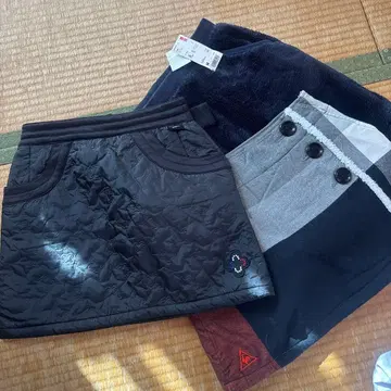 블랙 퀼팅 스커트 외 3종 세트