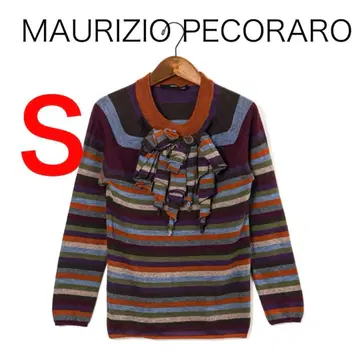 H4759-51 마우리치오 페코라로 보더 보타이 부착 니트탑