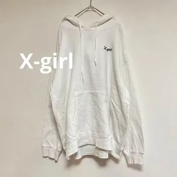 엑스걸 X-girl 백 프린트 맨투맨 후드티 화이트 M