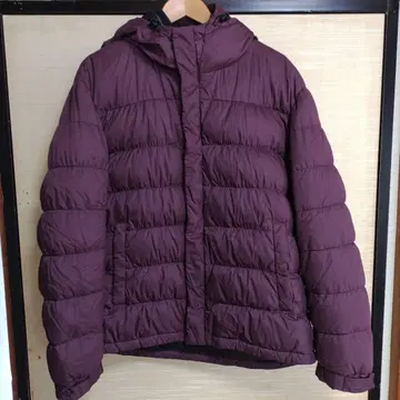 퍼플 다운 자켓 XL 후드 부착 보르도