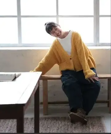 서울베리 유자색 가디건 L 사이즈