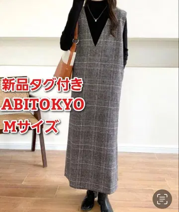 원피스 ABITOKYO 그레이 계열 체크 V넥 원피스 CC