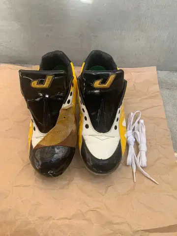 자카즈 창공 야구 오더 스파이크 슈즈 블랙/노랑/화이트 사이즈 28cm