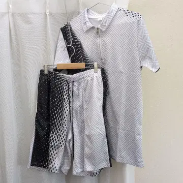 반팔 집업 피케 셔츠와 숏팬츠 세트 룸웨어 M 사이즈