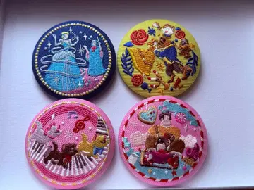 디즈니 자수 캔뱃지 신데렐라, 미녀와 야수, 마리, 슈가러쉬