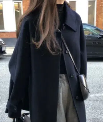 sorule A라인 미들 코트 네이비