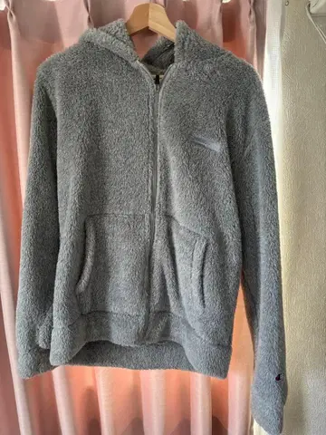 Champion 후드 부착 그레이 플리스 자켓