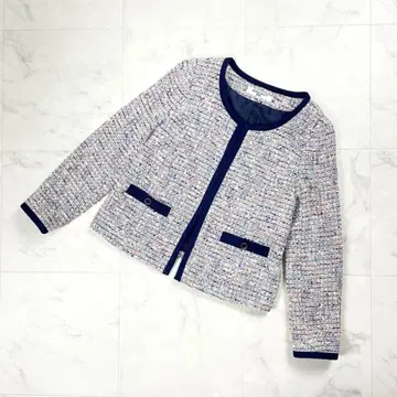 내추럴 뷰티 베이직 노카라 자켓 블루 계열 M*HD576