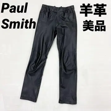 새상품급 폴스미스 남성용 가죽 팬츠 초연 양가죽 램 가죽 레어 XL 블랙
