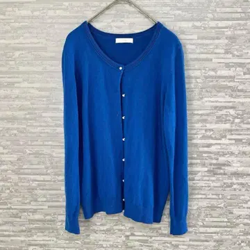 비스 가디건 M 사이즈 블루 니트 긴팔 겉옷 펄 버튼