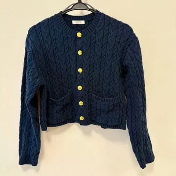 [ 새상품급 ] MACPHEE 맥피 네이비 케이블 짜임 가디건