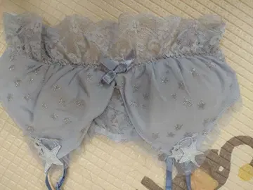 리사마리셋 라이트 블루 별 자수 프릴 룸웨어