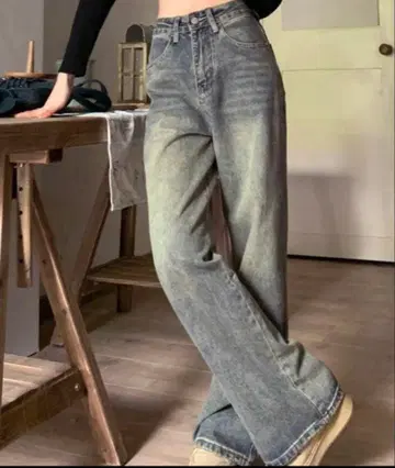 청바지 데님 팬츠 [ 신색 추가 ] 빈티지 데님 팬츠 여성용 한국