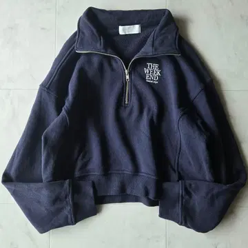 개럴개런트 24AW 하프 ZIP 맨투맨 네이비 크롭 기장