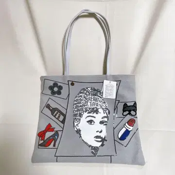 오드리 헵번 자수 토트백 해외 인기 캔버스 토트 니트
