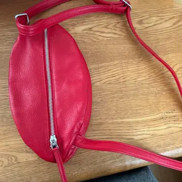 동글동글 파우치 빨간색 미니 천연 가죽