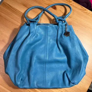 하마노 덴하마노 앙상블 토트백 가죽 스카이블루 황실 납품 주름 가죽 의류