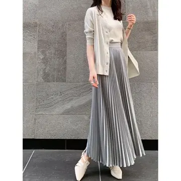 anuans 비대칭 플리츠 스커트 MINT