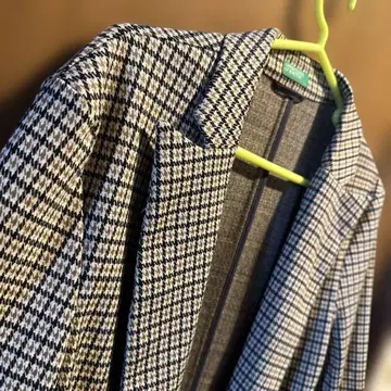 Benetton 하운드투스 체크 무늬 테일러드 자켓 S