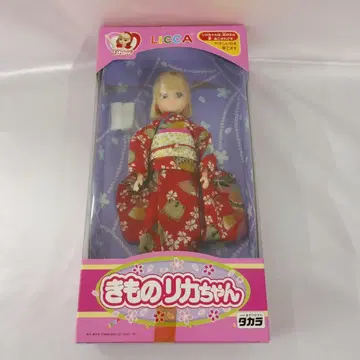 기모노 리카짱 (금발/빨간색 바탕/공&부채 무늬) [ 리카짱 ]