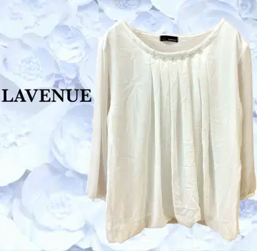 [라베뉴] 블라우스 [M] 화이트 쉬폰 플리츠 7부 기장