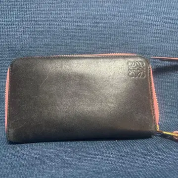 가죽 블랙 핑크 이단 접이식 지갑