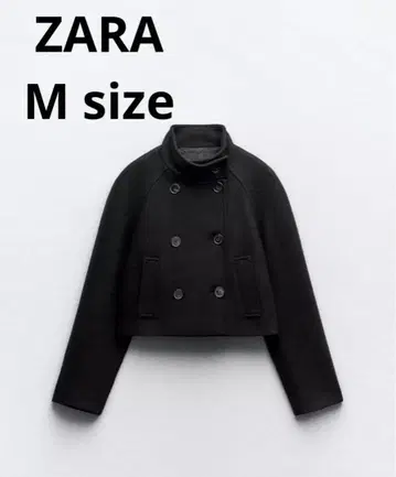 ZARA 자라 울 블렌드 크롭 자켓 블랙 더블 브레스