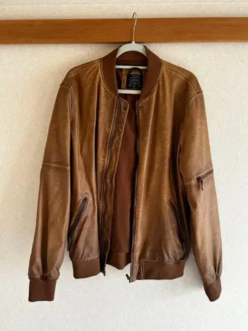 버쉬카 브라운 레더 봄버 자켓 L 사이즈