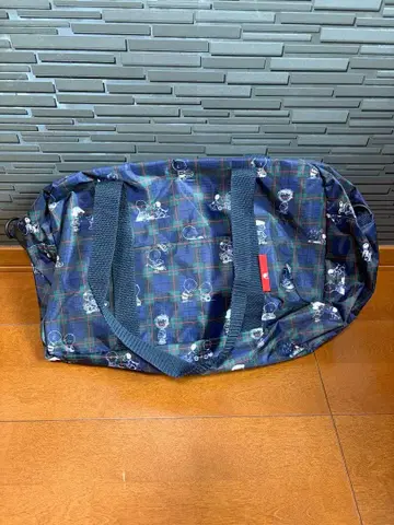 스누피 체크 무늬 보스턴 백 파우치 포함