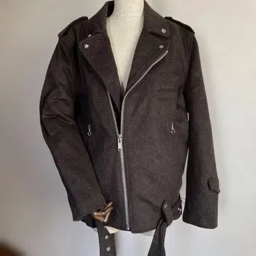 다크 브라운 라이더 자켓 울 혼방