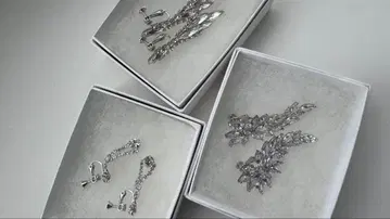 크리스탈 장식 귀찌 3 커플 세트