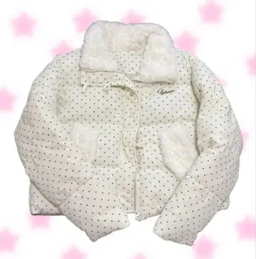 위시코어 화이트 도트 퍼 아우터 다운 자켓