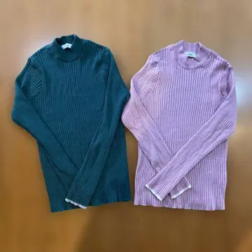 Discoat 리브 하이넥 스웨터 2색 세트