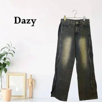 zG834 [ M ] Dazy 데님 절개 스티치 배기 팬츠