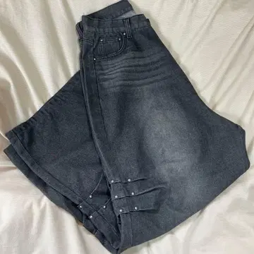 Sedacle 스터드 사이드 턱 데님 블랙