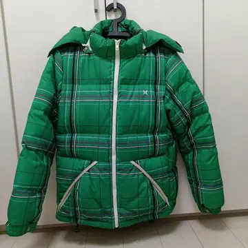 Hurley 그린 체크 무늬 다운 자켓