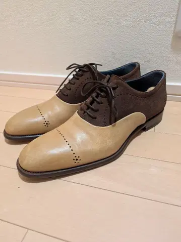 스페인산 zampiere 가죽 밑창 베이지 x 브라운 스웨이드