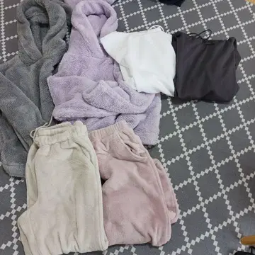 플리스 후드 부착 룸웨어 세트