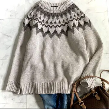 23구 페어아일 패턴 니트 베이지 알파카 혼방 38