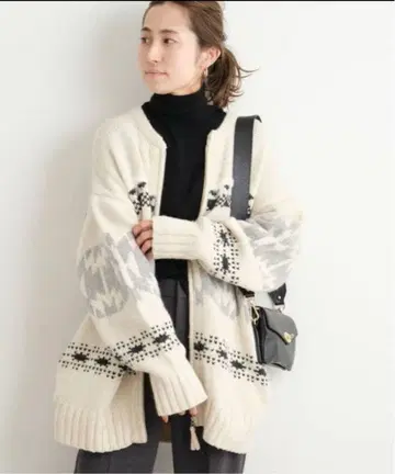 FRAMeWORK 자카드 ZIP 가디건 F 그레이