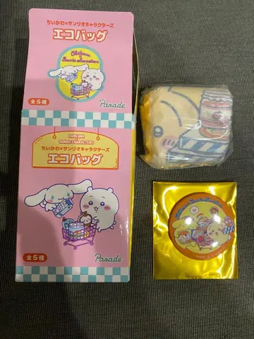 치이카와 산리오 캐릭터즈 폼폼푸딩 x 토끼 캔뱃지&에코백